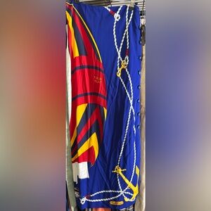 Vintage RALPH LAUREN Nautical Sailboat Viscose Skirt Black Label 2 Like New